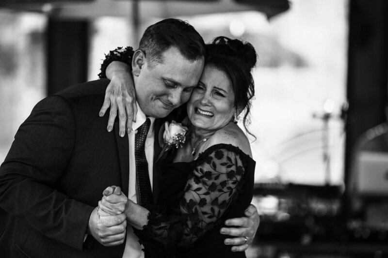 Groom dances with his mother at Pne Junction wedding reception