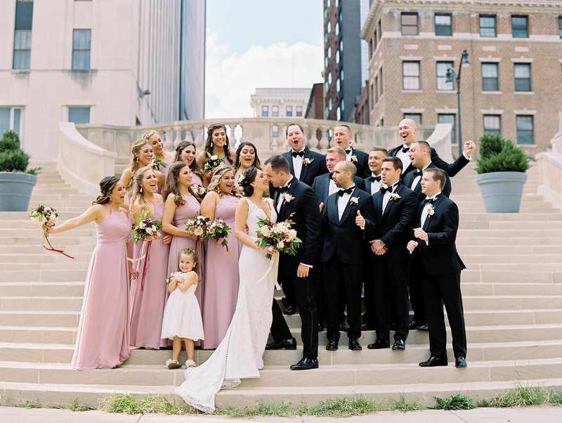Bridal Party on Mt. Vernon Steps in Baltimore, Maryland