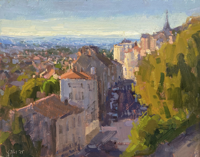 Painting of Angoulême view near Chateau Charente by Valerie Pirlot