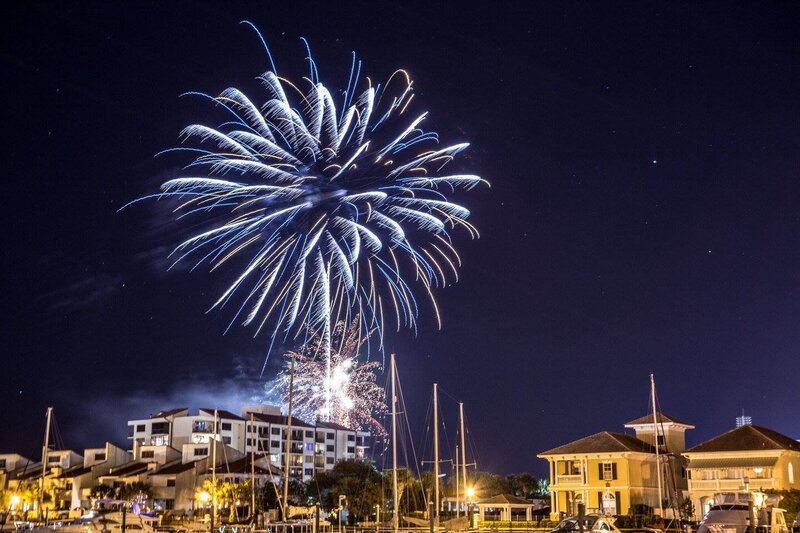 Fireworks at Palafox Wharf in Pensacola FL