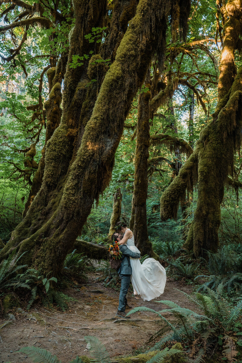 Magical elopement ceremony at the Hoh Rainforest in Olympic National Park