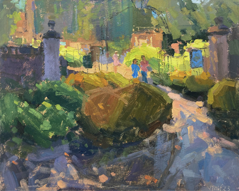 Valérie Pirlot's painting of a beautiful garden.