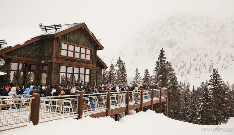 Arapahoe Ski Lodge at Snowy Wedding in Colorado