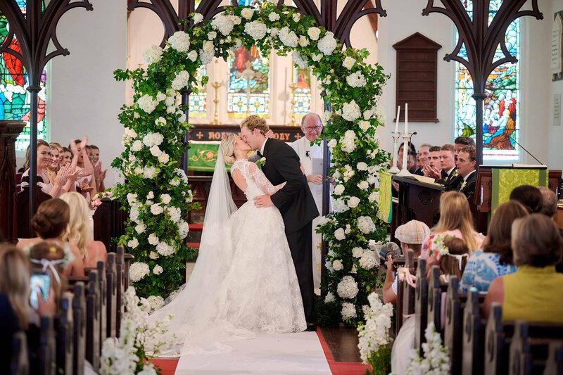 Bermuda Wedding Bermuda Bride Church Wedding Groom and Bride Kiss Ceremony