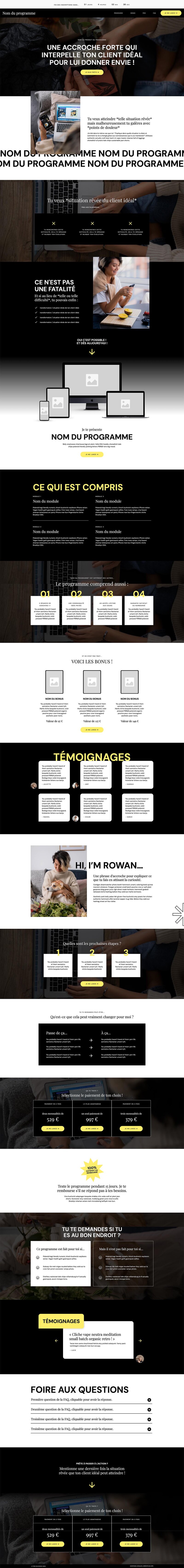 Capture d'écran du template de site Internet Showit Ash