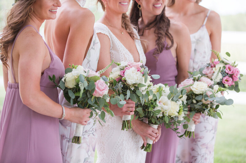 michigan wedding photographer bride with boquet purple green white-012
