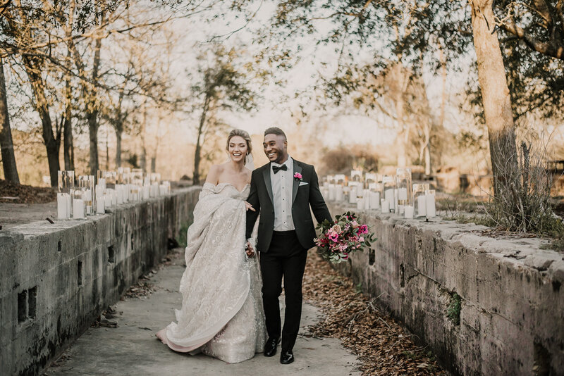 Portrait of a young couple in love on their wedding day at L'eglise in Lafayette, LA