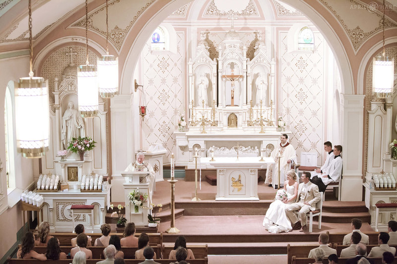 Sacred Heart of Mary Catholic wedding ceremony in Boulder County