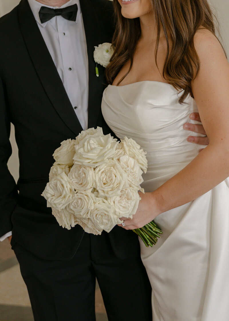 Every bride needs a beautiful floral arrangement on her wedding day. This luxury bouquet was completed with the perfect white roses.