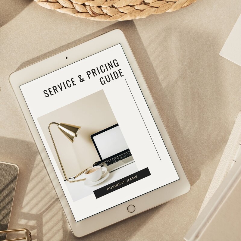 Elegant, Luxury Services & Pricing Guide Canva Template custom