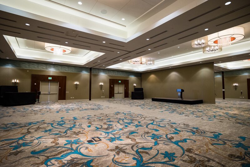 The large Chandelier Ballroom wedding reception hall at Cape Rey Carlsbad Beach wedding venue.