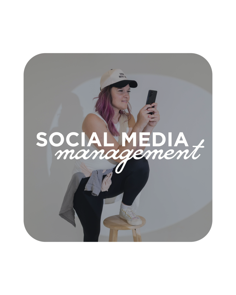 Woman founder of Florida Social Butterfly with hat and leggings on her cellphone working on social media management