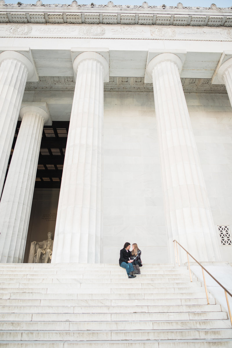 Winter Engagement Photos at Lincoln Memorial in DC