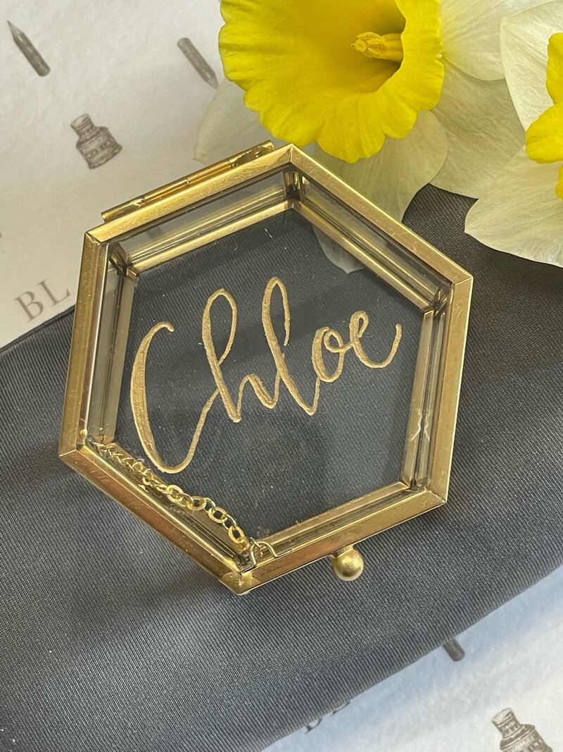 Calligraphy on Glass Box Engraved