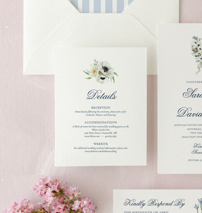 Watercolor floral wedding details card
