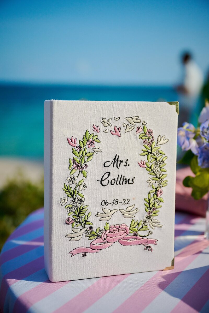 Bermuda Wedding Bermuda Bride Elegant Wedding Guest Book with Floral Pattern