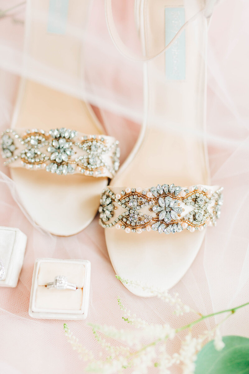 Beaded wedding shoes and wedding rings