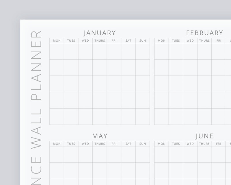 The Template Emporium shop year at a glance wall calendar for creatives close up
