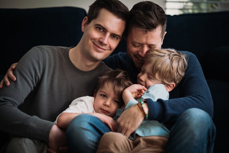 Gay LA dads cuddle their sons in family photo