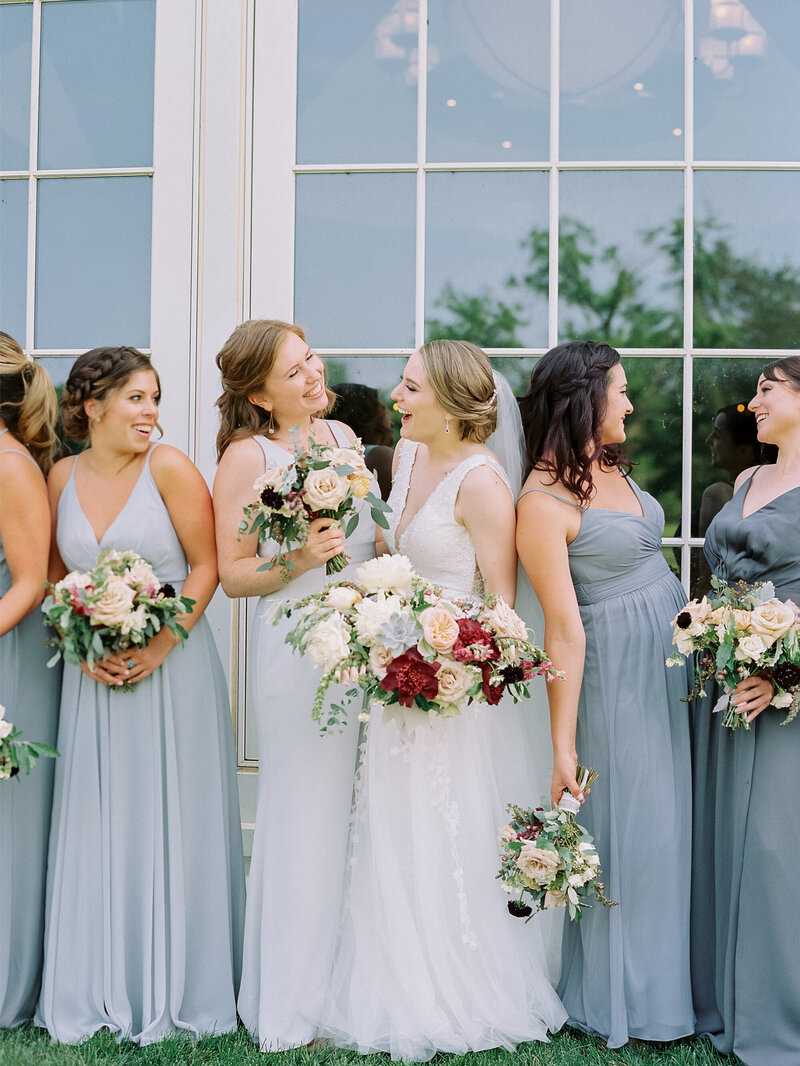 Grey and Blue Bridesmaid Dresses