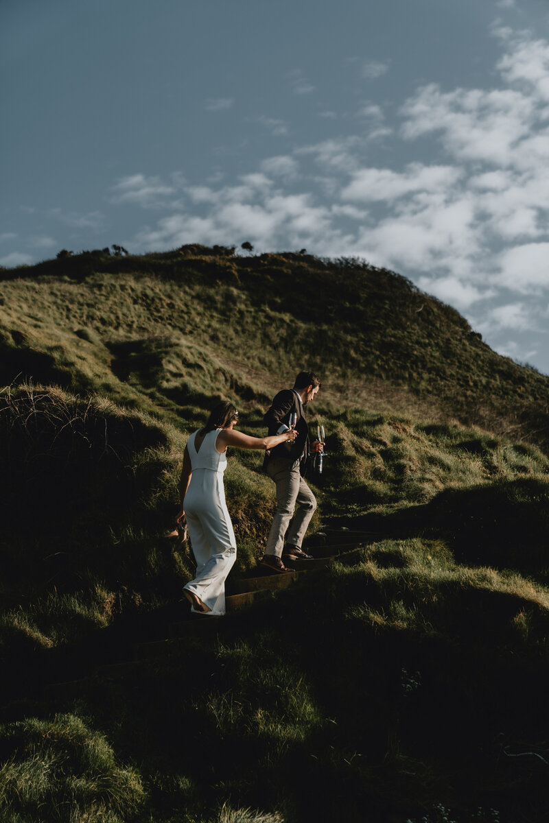 Finding room walking countryside in elopement photography