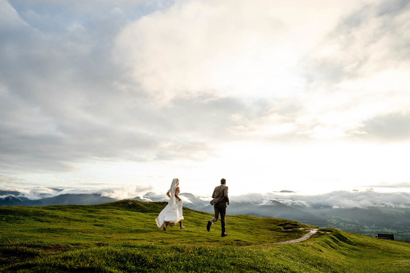 Lake District elopement  photo of a couple up latrigg mountain
