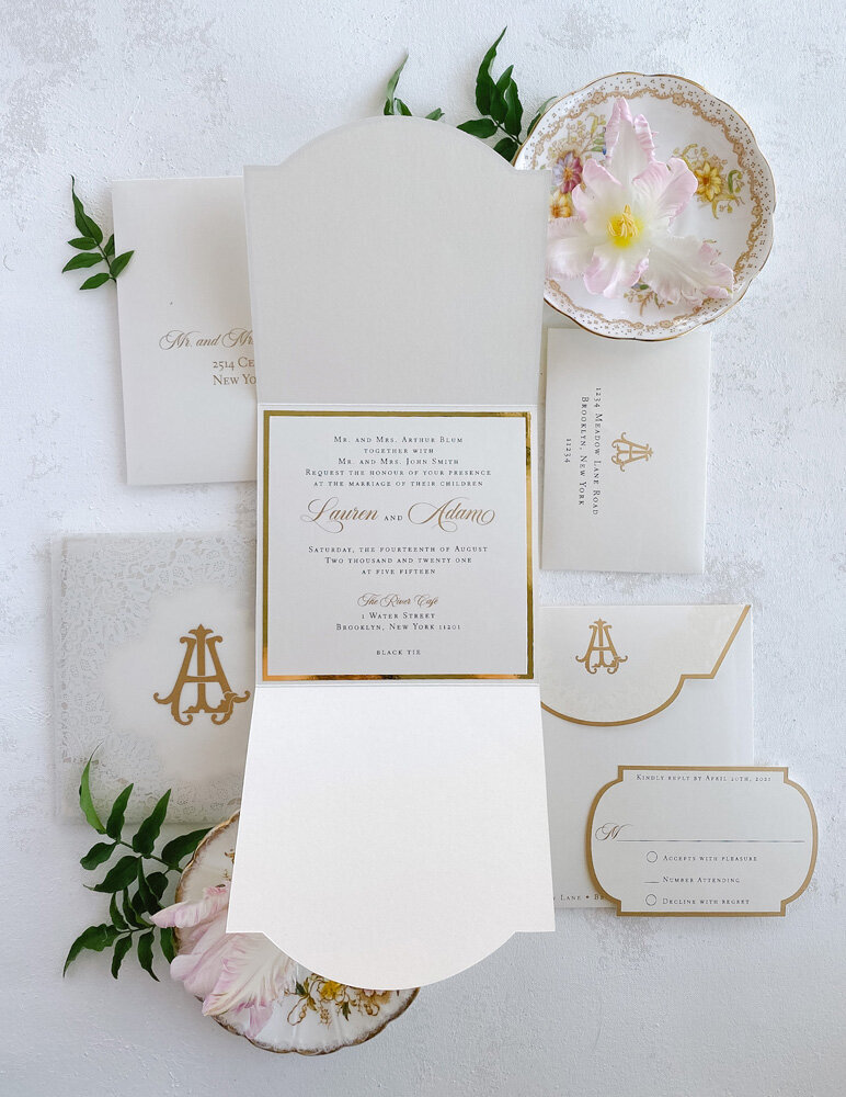 Lace and Vellum wedding invitation 