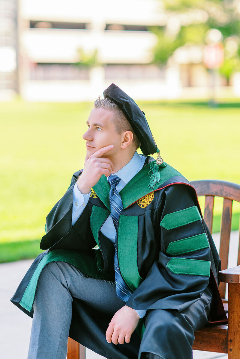 Senior guy pictures for medical school graduation by Chicago photographer Kristen Hazelton
