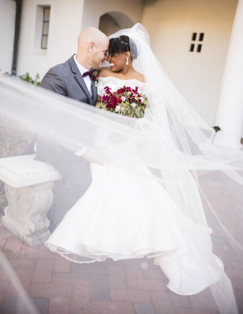 St. Marys Church California Veil Interracial wedding Caili Chung Photography