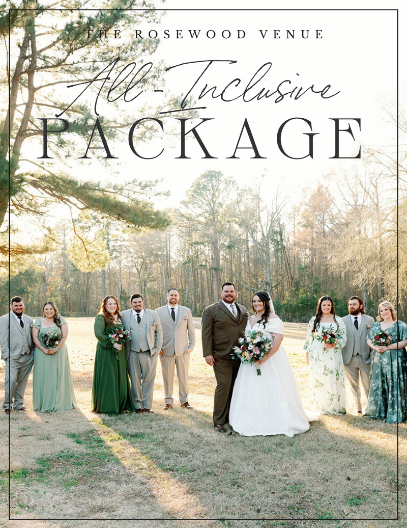 All Inclusive wedding venue indoor reception outdoor ceremony Table Decor ideas Mount Vernon TX The Rosewood Venue near me