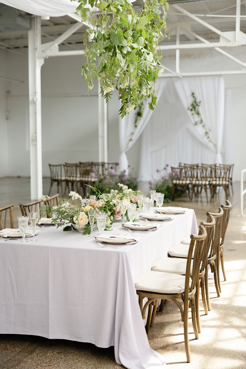 lavender wedding reception table