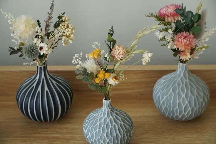 Strawflower Sprig Vase Set (3)