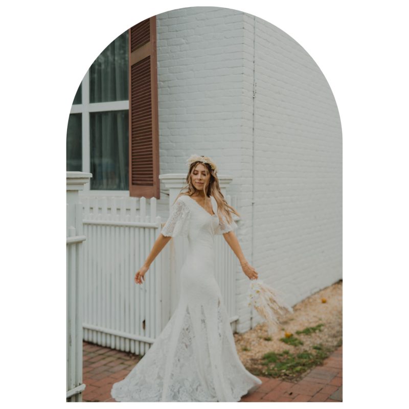 Bride spinning in her wedding dress