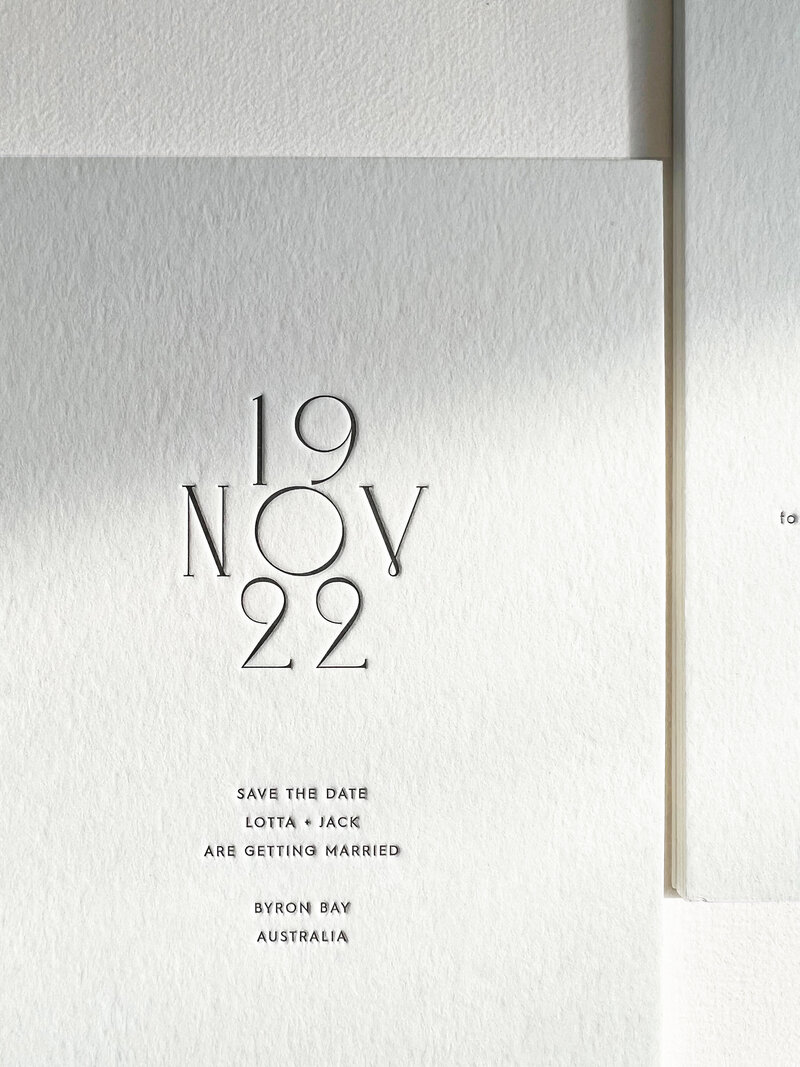 Luxury minimal letterpress save the date card - Lotta