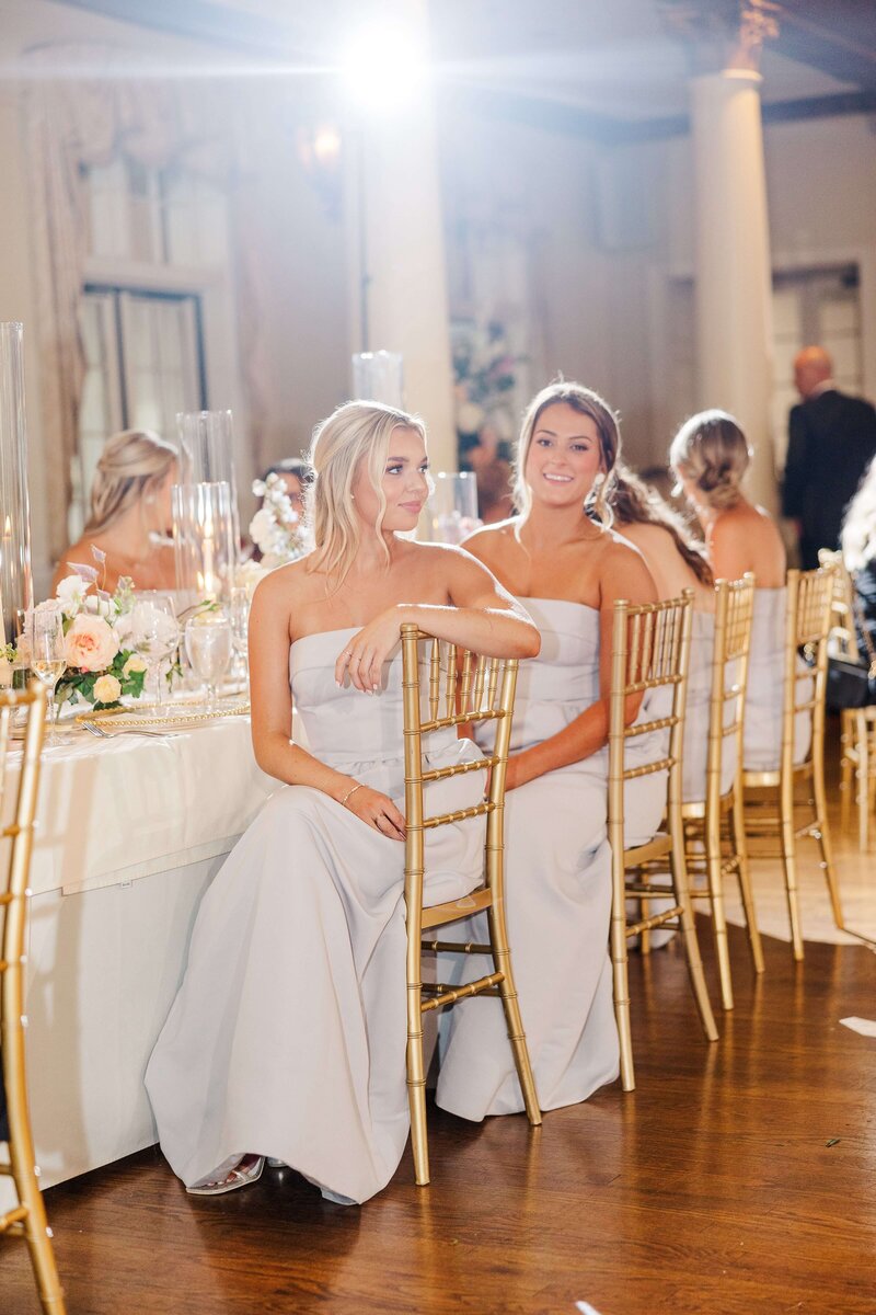 bridesmaids at wedding reception by knoxville wedding photographer