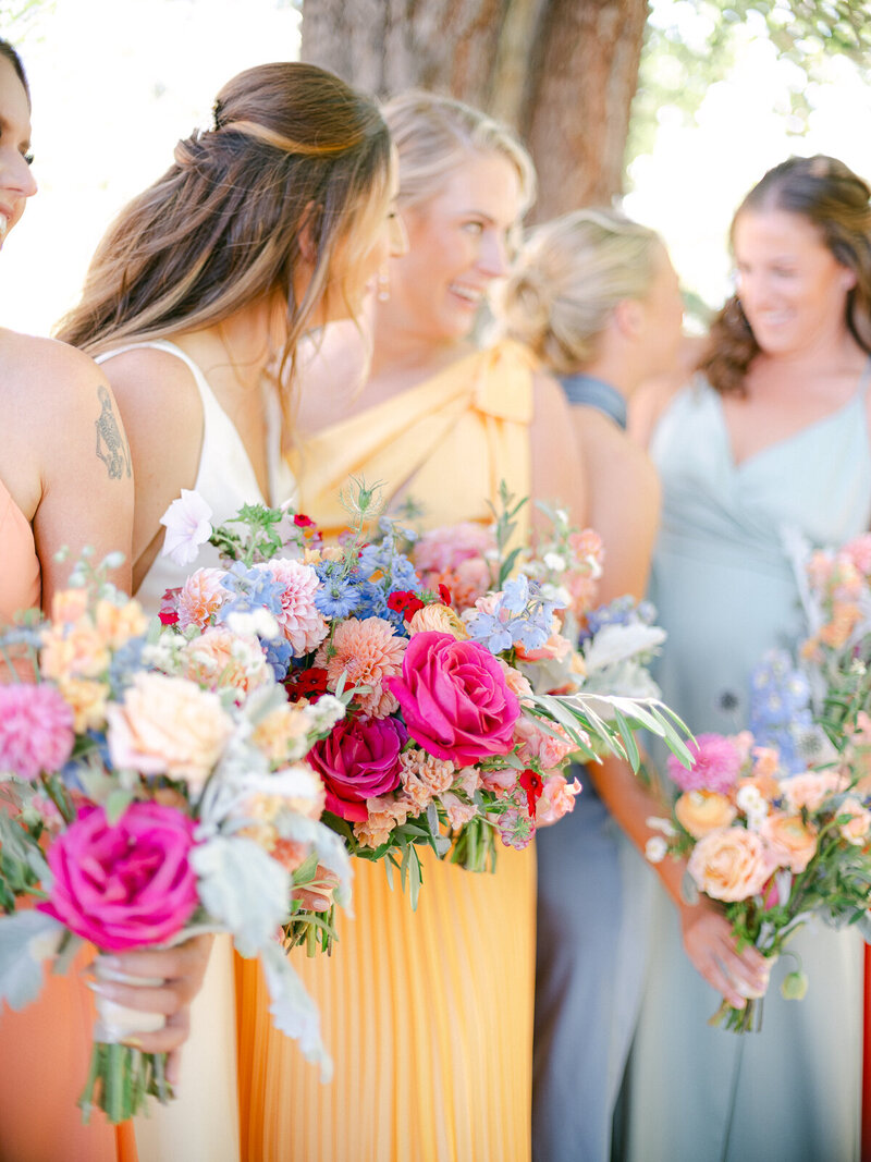colorful wedding bouquets at a brasada ranch wedding