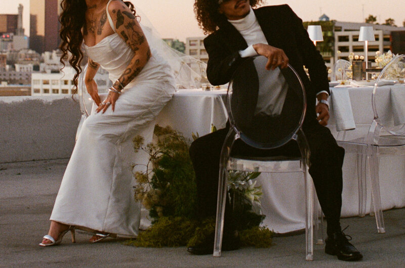 DTLA Bride & Groom Rooftop Portrait