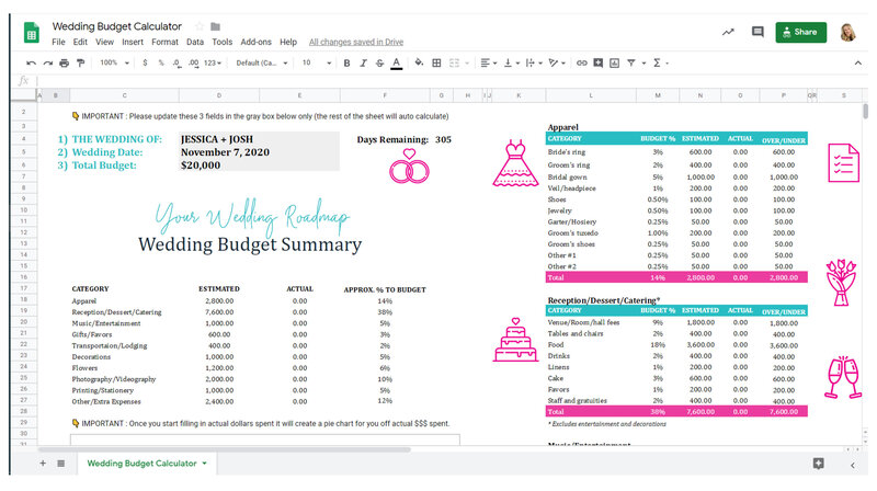 Wedding Budget Calculator Graphics