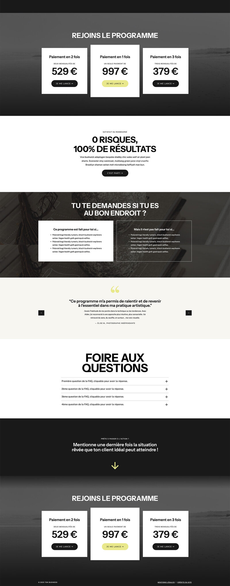 Capture d'écran du template de site Internet Showit Ash