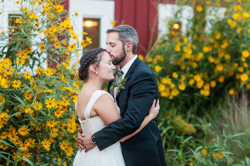 Sunflower garden Chatfield Farms Romantic Wedding Photography in Denver