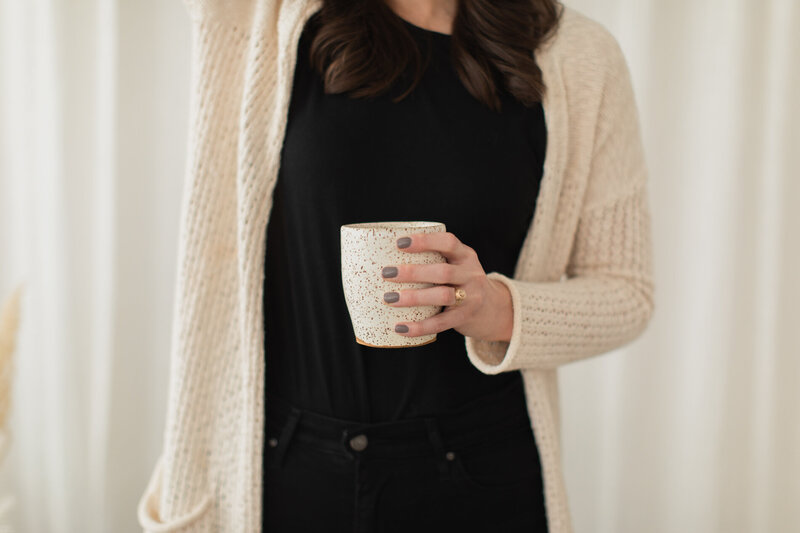 therapist with coffee mug