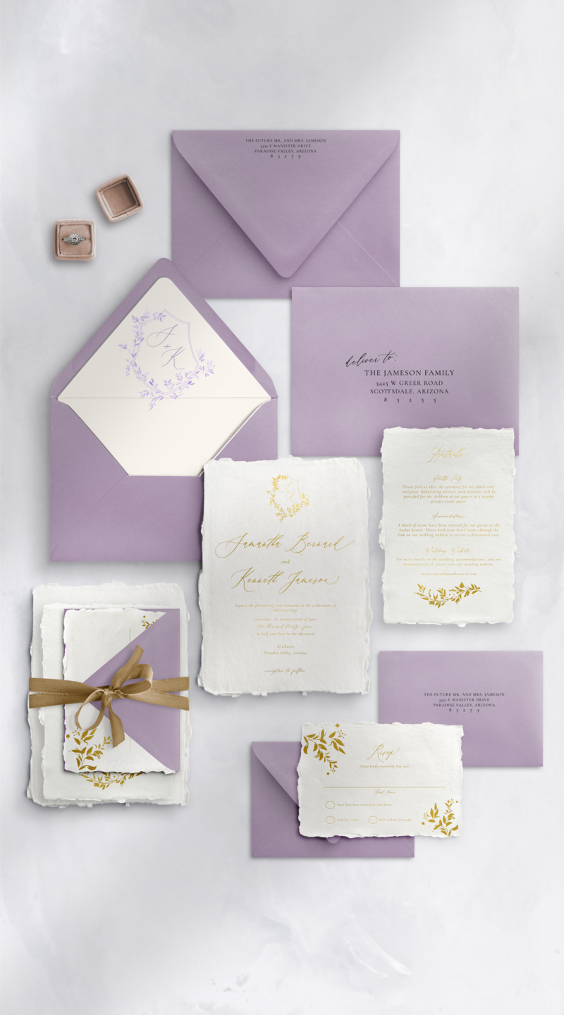 handmade_paper_golf_foil_romantic_script_wedding_invitation_spring