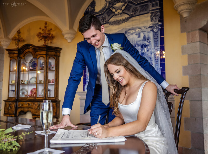 Castle Wedding Marriage License Signing at Cherokee Ranch & Castle