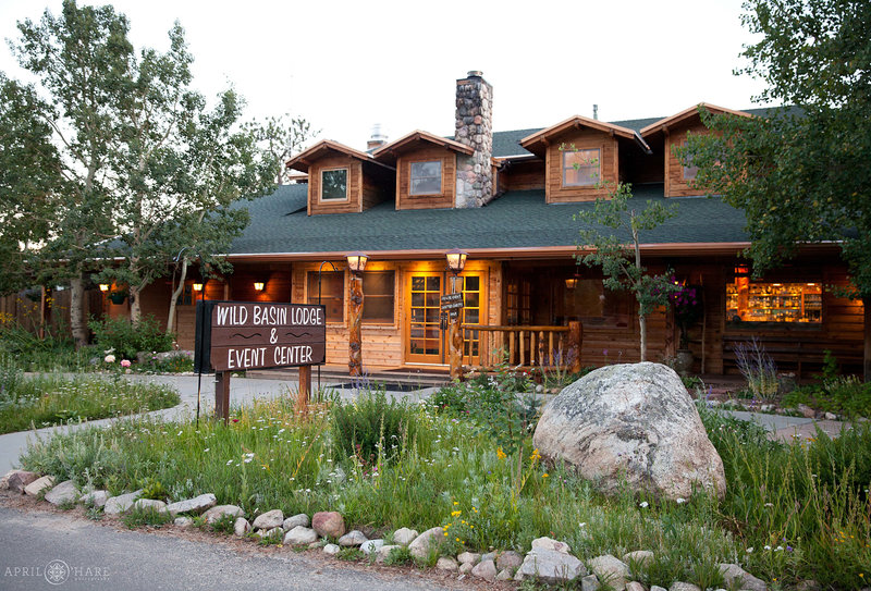 Exterior photo of Wild Basin Lodge from a summer wedding in Colorado