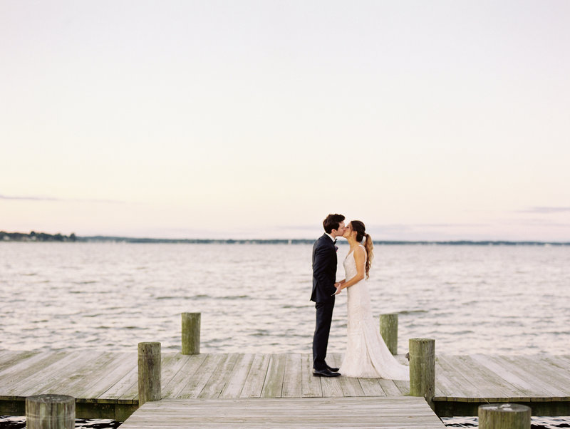 Sunset Portraits of Bride and Groom at Herrington on the Bay