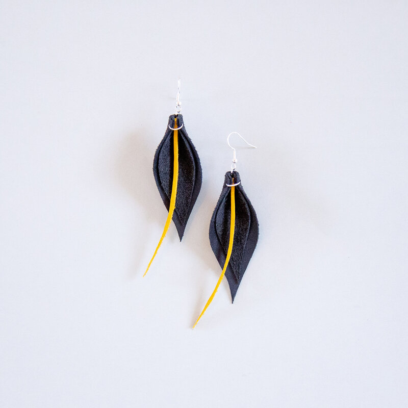 Leather and Sterling Earrings
