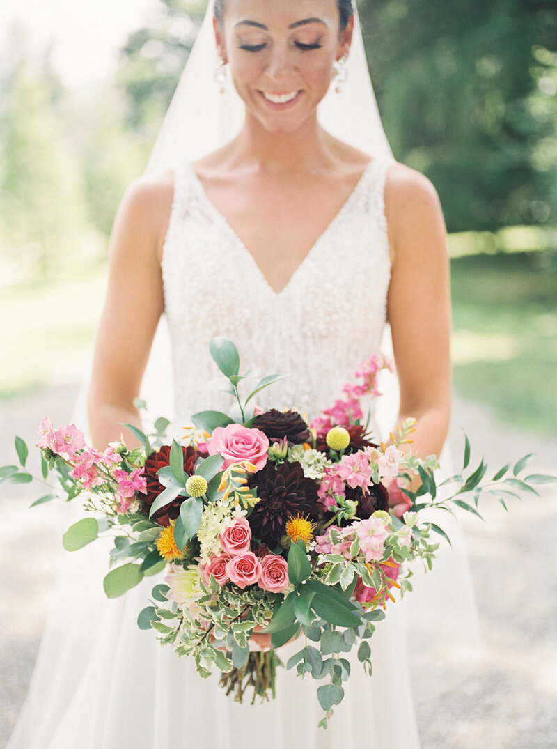 Beautiful bride portrait and lush florals by Crossed Keys Designs captured at the lane at Crossed Keys Estate by NJ Wedding Photographers | Michelle Behre Photography