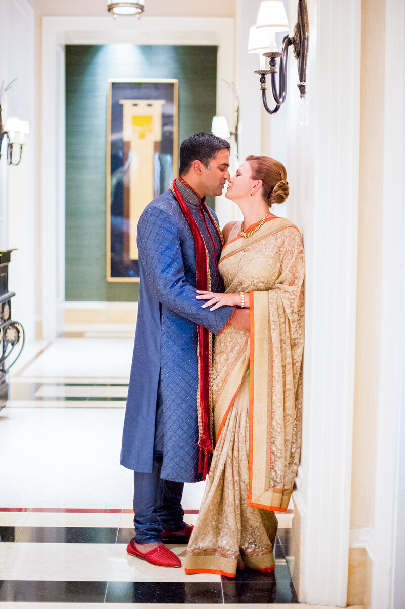 Indian bride and groom on wedding day in Baltimore Maryland
