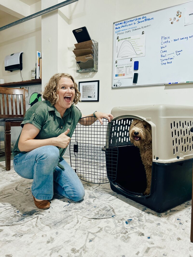 Lorelei Robbins, creator of the Cornerstone Dog Training Crate and Potty Training course