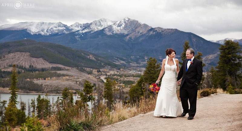 Tenmile Range Mountain Backdrop at Sapphire Point Wedding